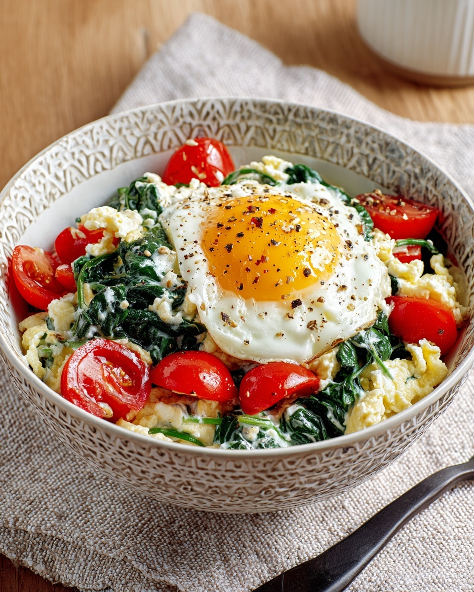Egg White Scramble with Spinach and Tomatoes Recipe - Recipe Image
