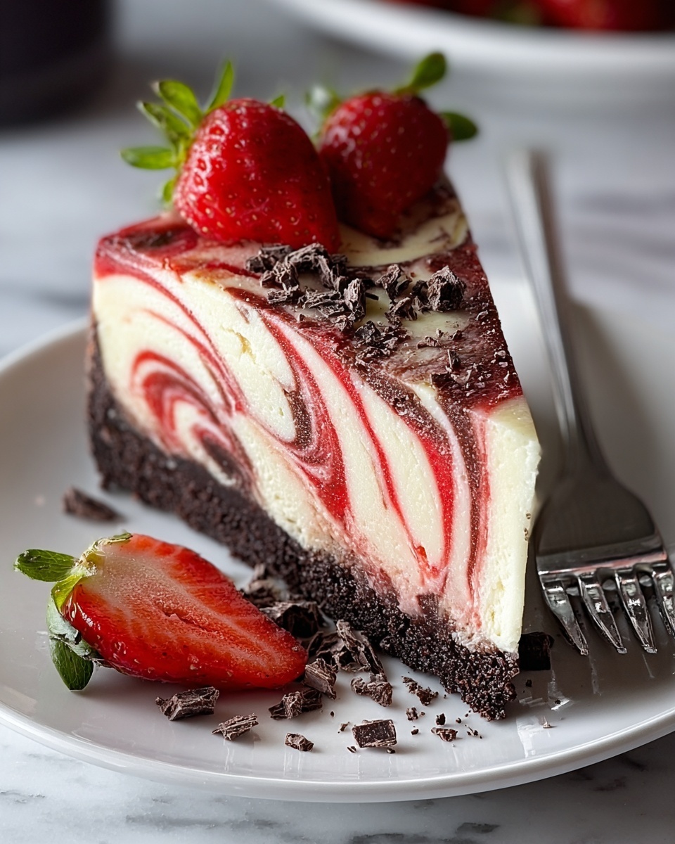 Chocolate Strawberry Swirl Cheesecake Recipe - Recipe Image