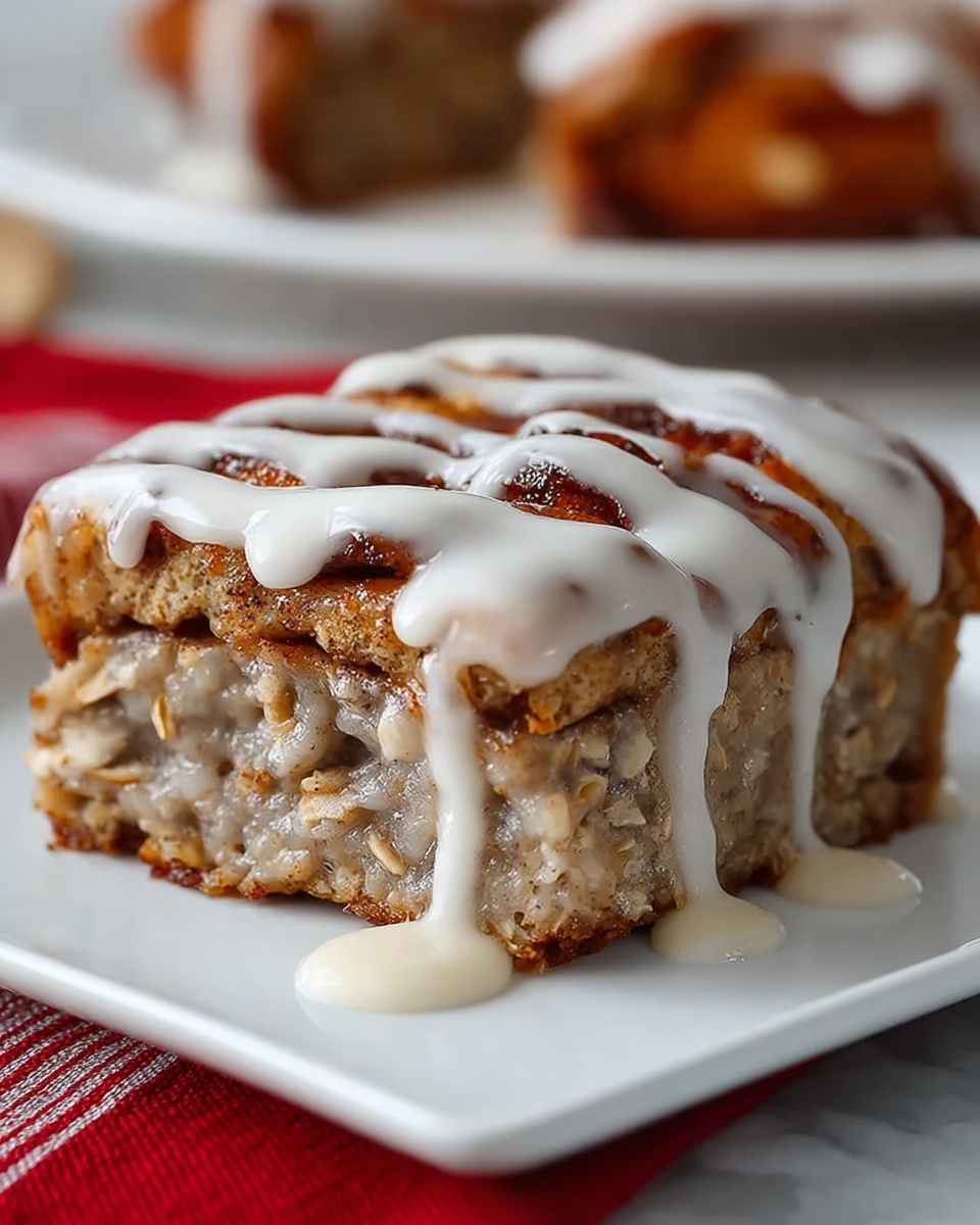 High-Protein Cinnamon Roll Baked Oatmeal Recipe - Recipe Image