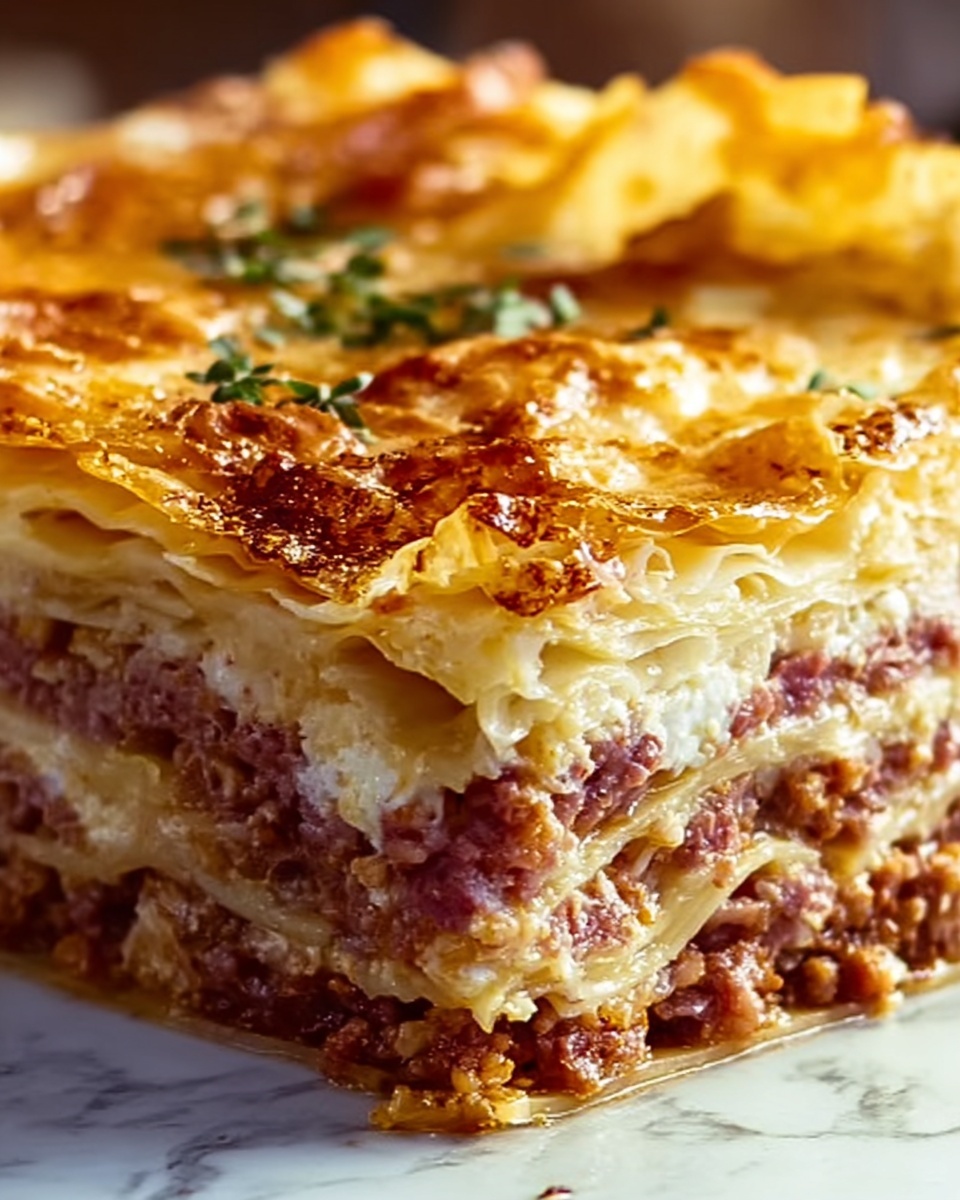 Reuben Bake with Corned Beef, Sauerkraut, and Swiss Cheese Recipe - Recipe Image