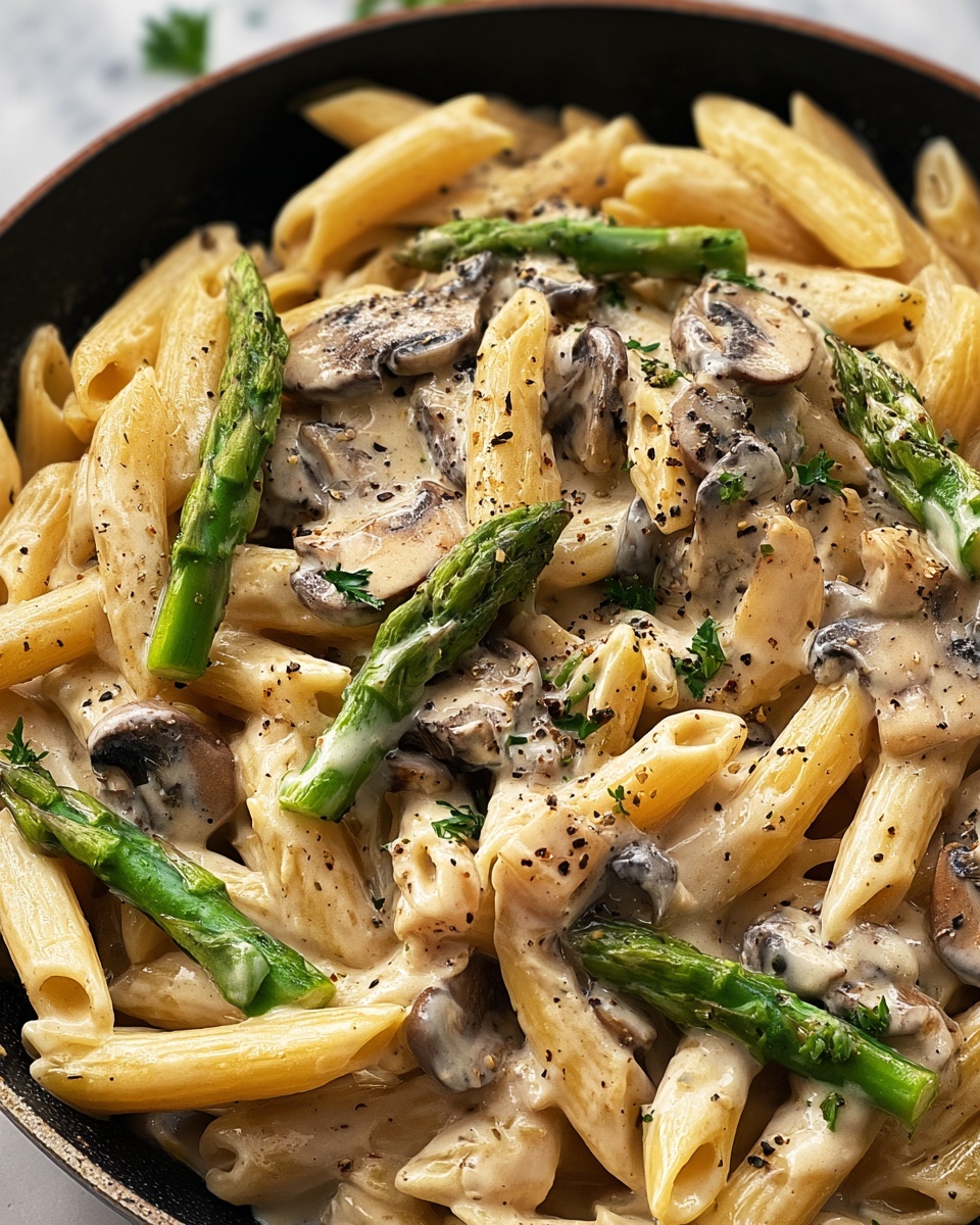 Mushroom and Asparagus Chicken Penne Recipe - Recipe Image