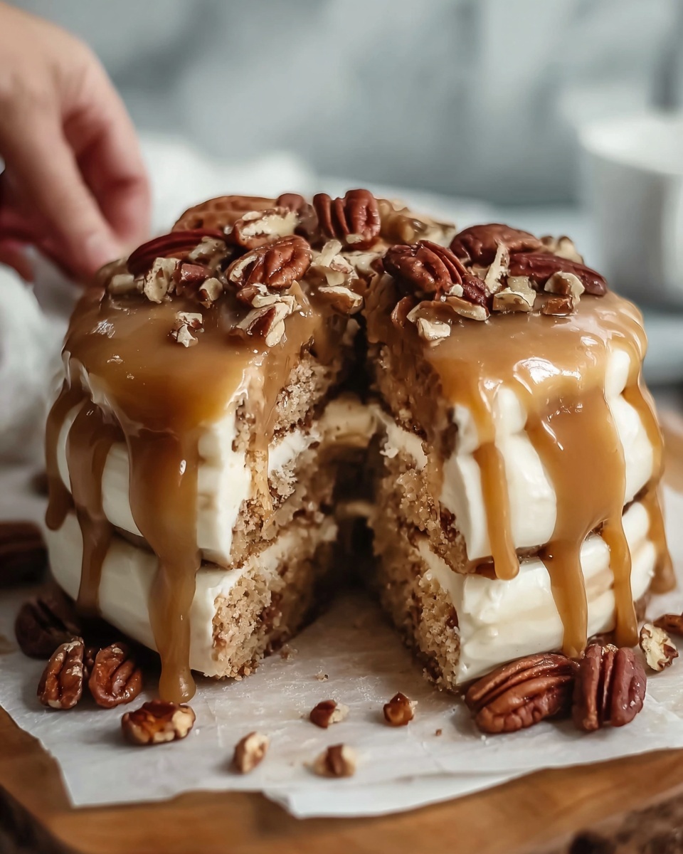 Pecan Caramel Cinnamon Roll Cream Cheese Pound Cake Recipe - Recipe Image