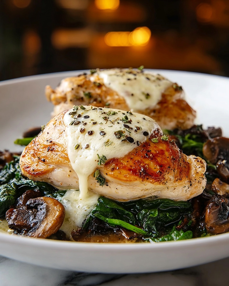 Baked Chicken with Spinach and Mushrooms Recipe - Recipe Image