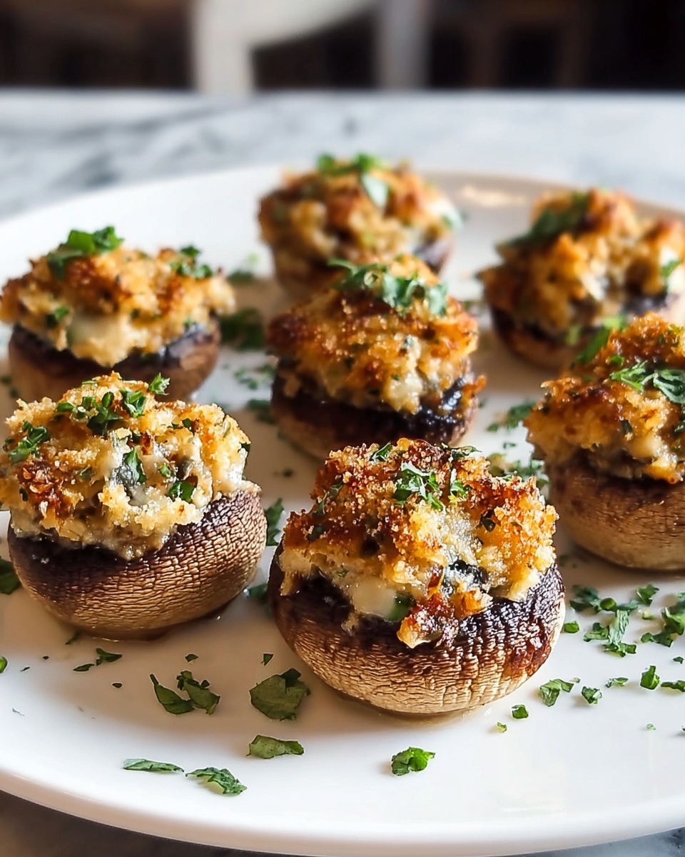 Delicious Mushrooms Stuffed with Crab Meat Recipe - Recipe Image