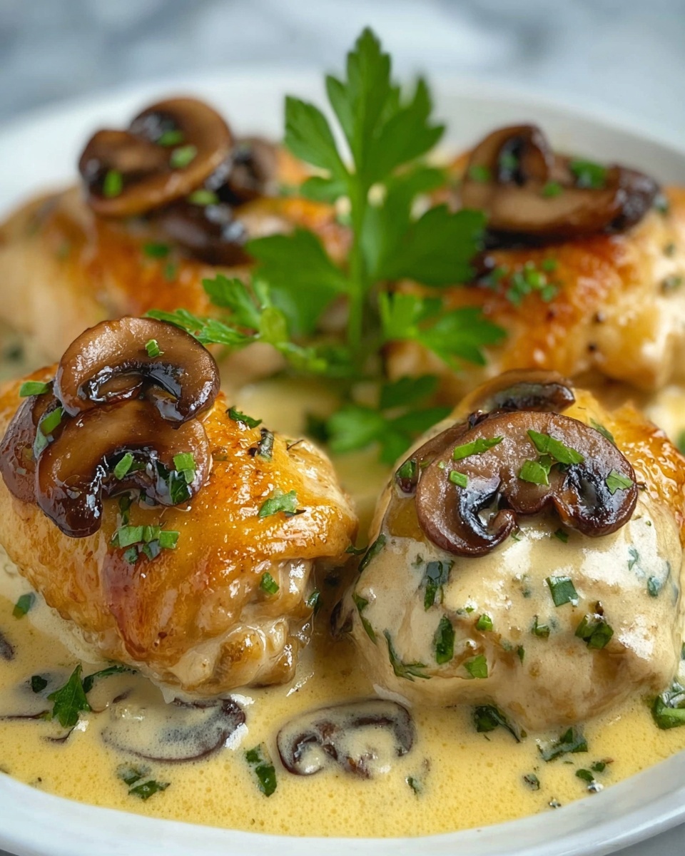 Creamy Garlic Mushroom Chicken Thighs Recipe - Recipe Image