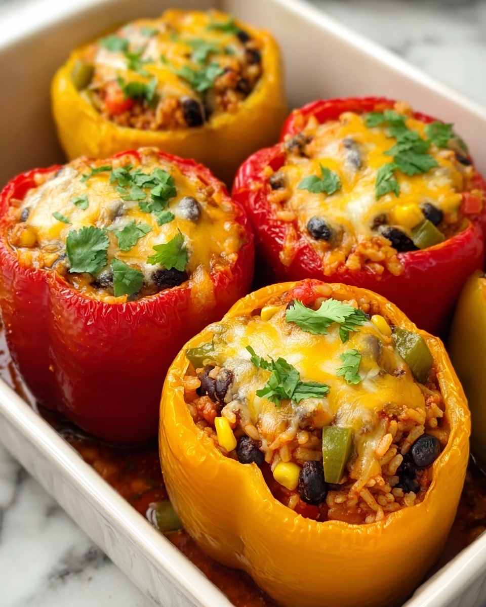 Stuffed Bell Peppers with Melted Cheese Recipe - Recipe Image