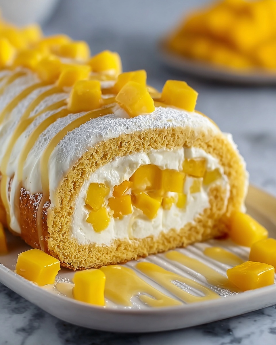 Mango Cream Roll Cake Recipe - Recipe Image