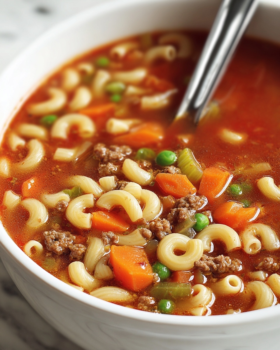 Beef and Macaroni Soup Recipe - Recipe Image