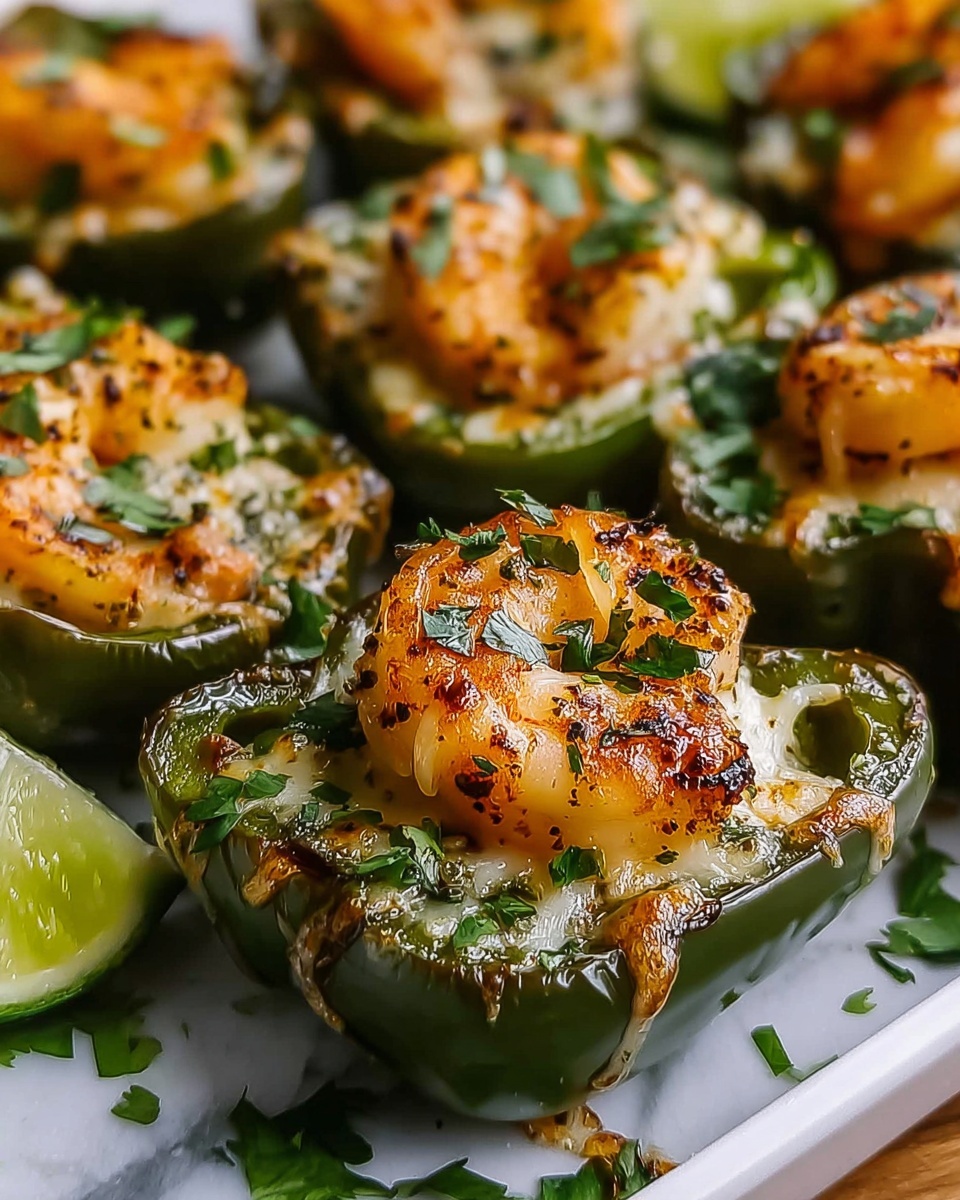 Keto Cilantro Lime Shrimp Stuffed Poblano Peppers Recipe - Recipe Image