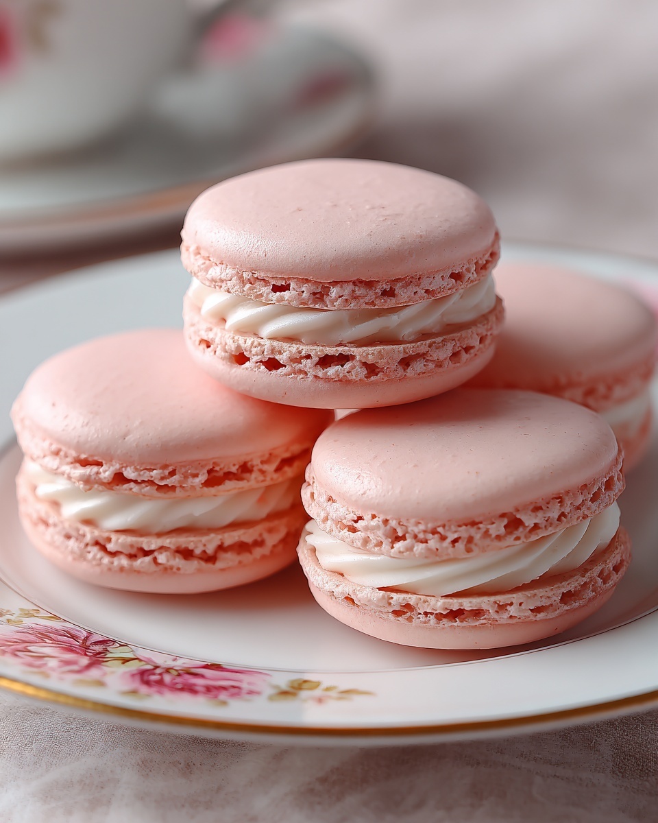 Strawberry Macarons with Vanilla Buttercream and Strawberry Filling Recipe - Recipe Image