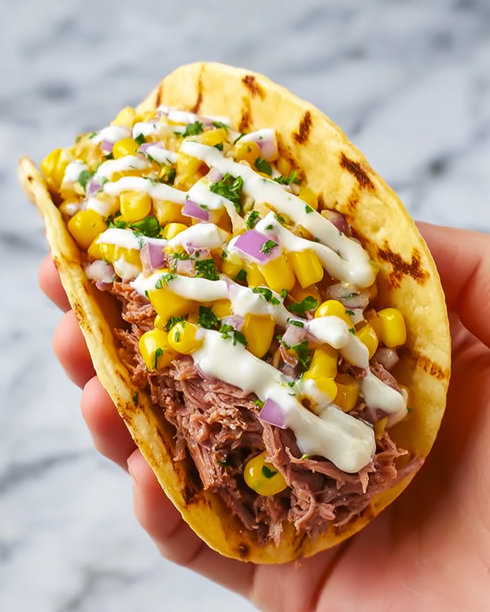 Grilled Steak Elote Tacos Recipe - Recipe Image