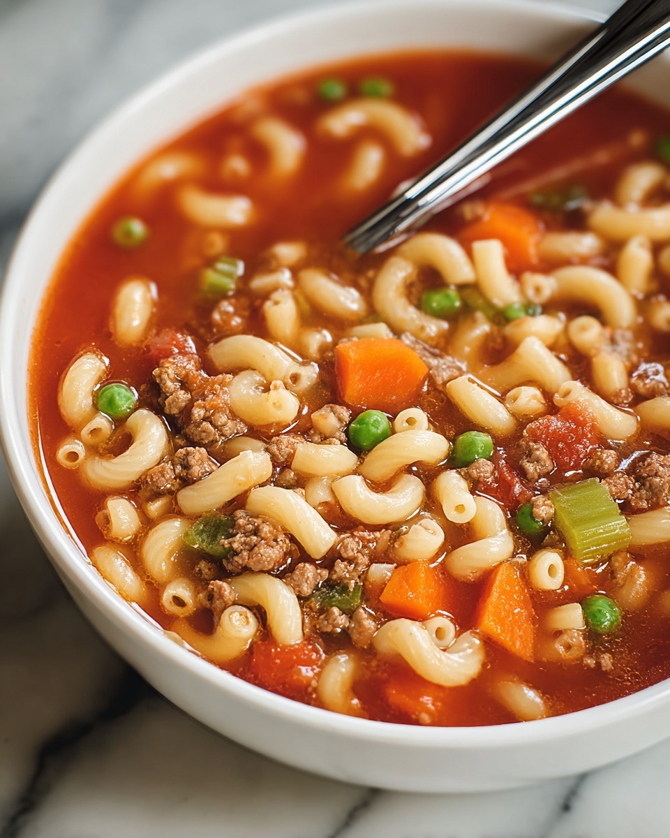 Beef and Macaroni Soup Recipe - Recipe Image