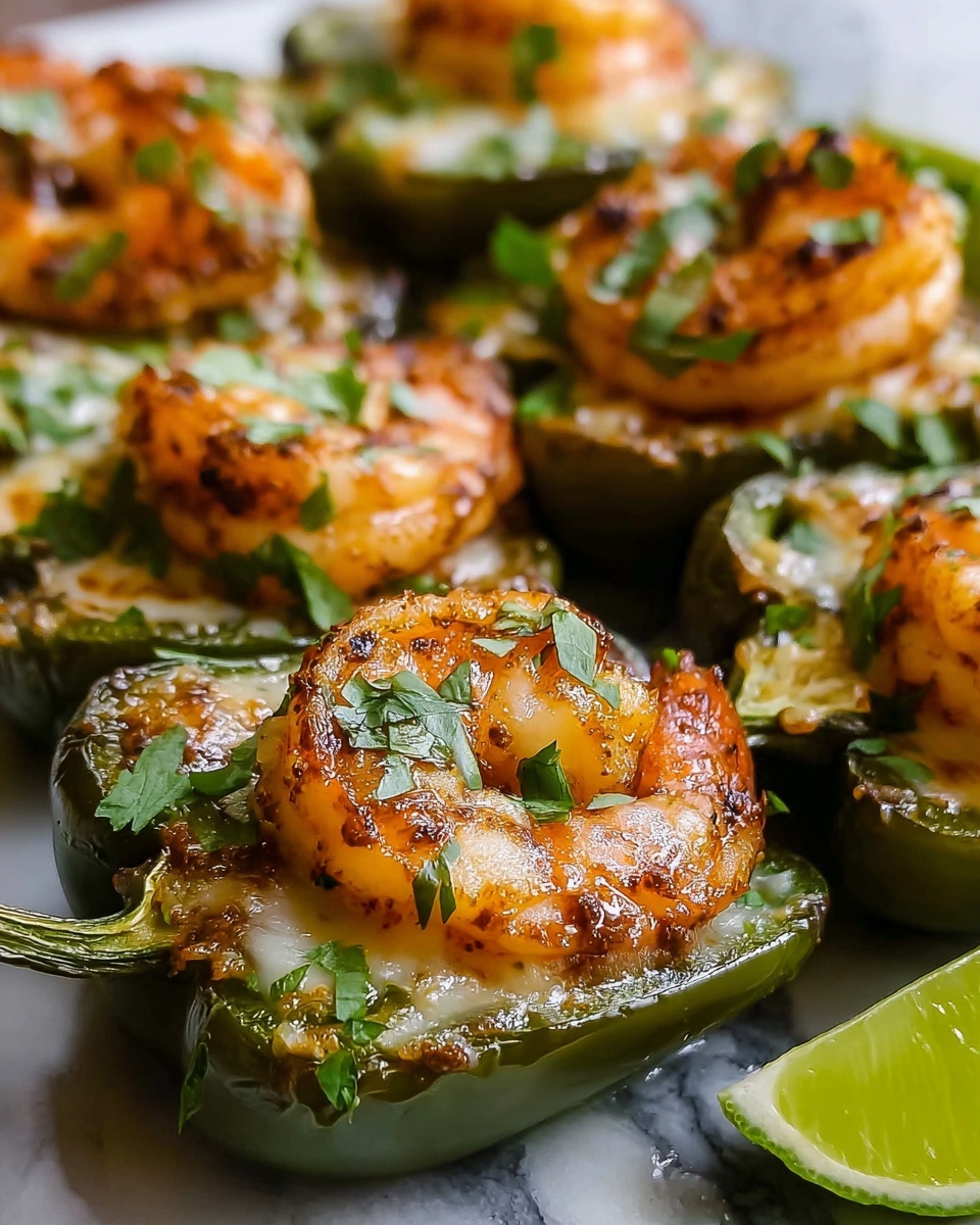 Keto Cilantro Lime Shrimp Stuffed Poblano Peppers Recipe - Recipe Image