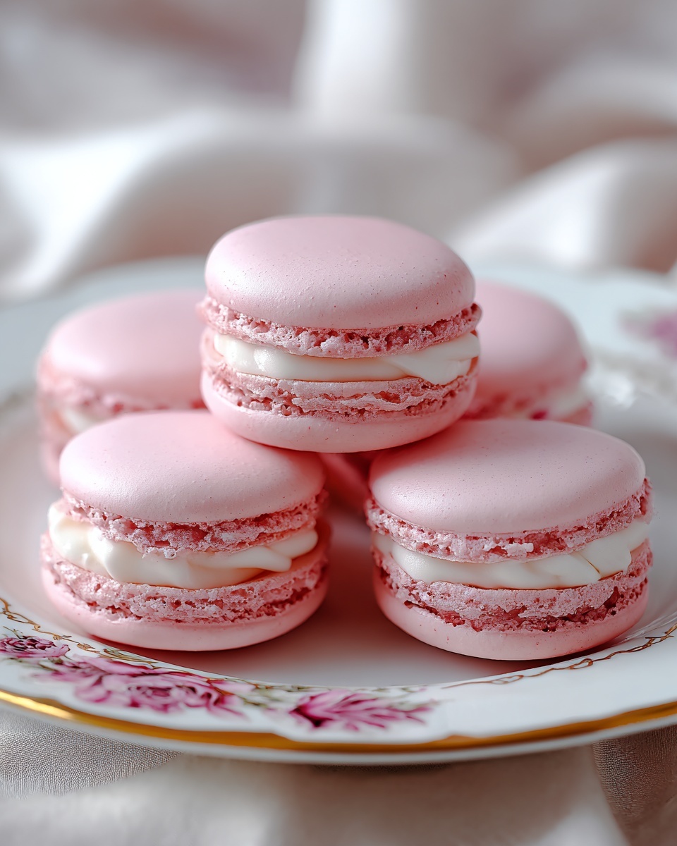 Strawberry Macarons with Vanilla Buttercream and Strawberry Filling Recipe - Recipe Image